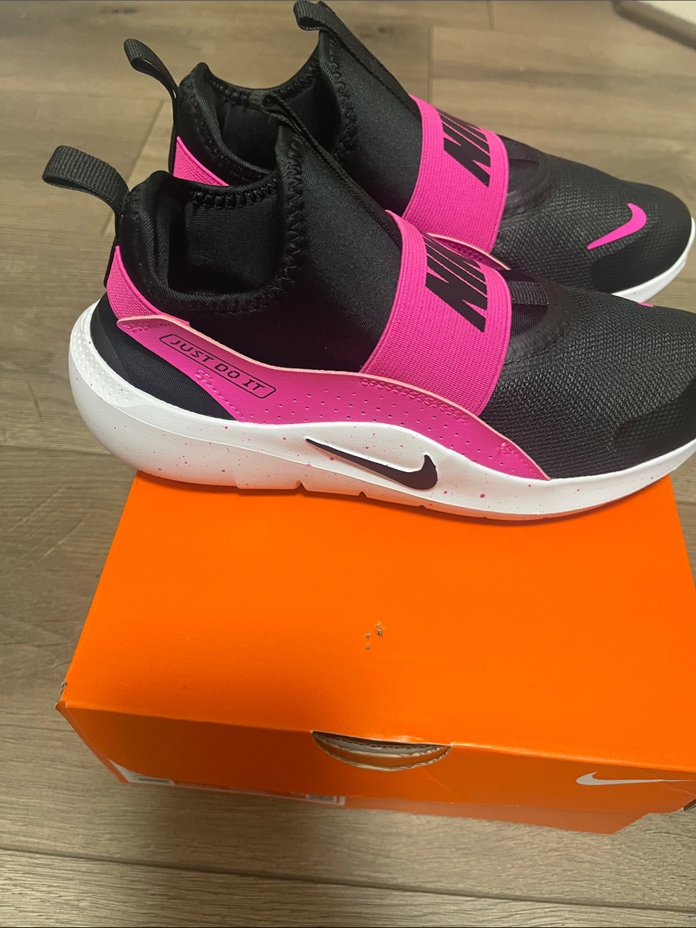 Nike Black Slip-On Sneakers with Hot Pink Accents - Picture 7 of 8